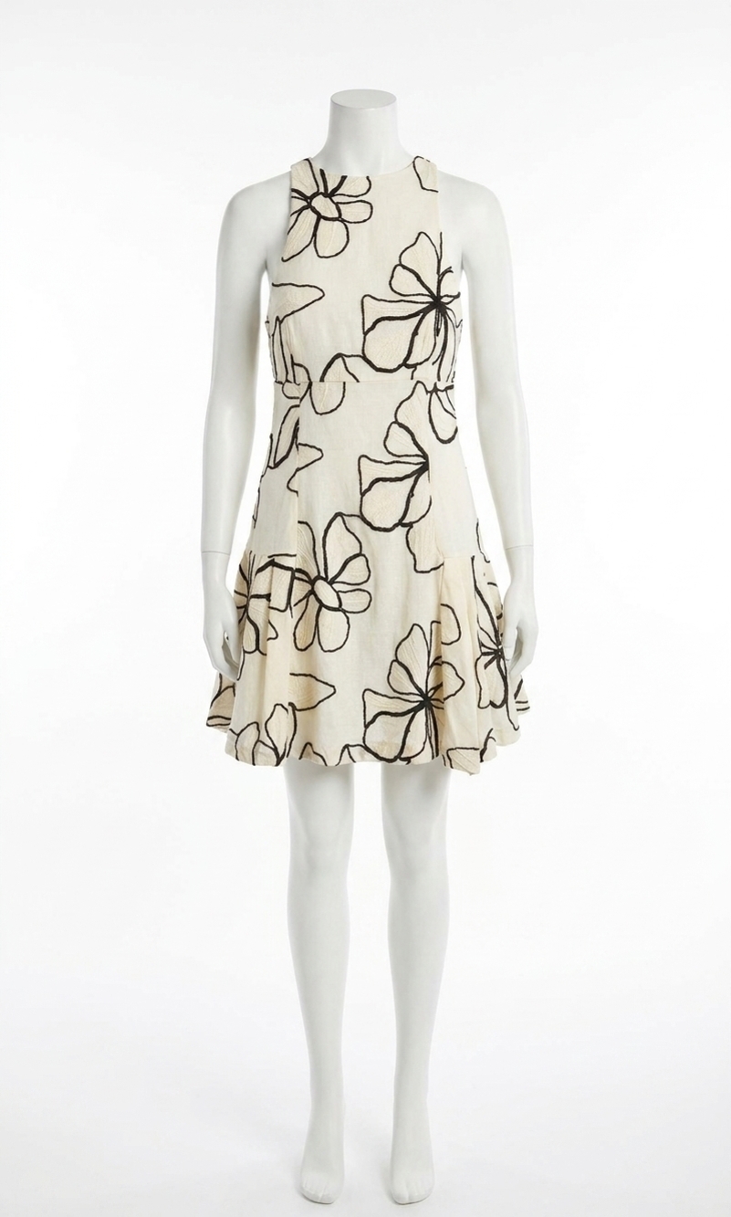 NEW GREYLIN madeline mini dress in ivory/black